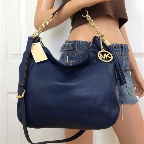 navy logo michael kors purse|Michael Kors blue denim purse.